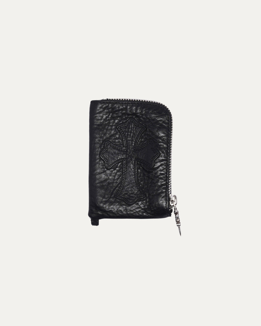 Leather Cross Patch Zip Wallet