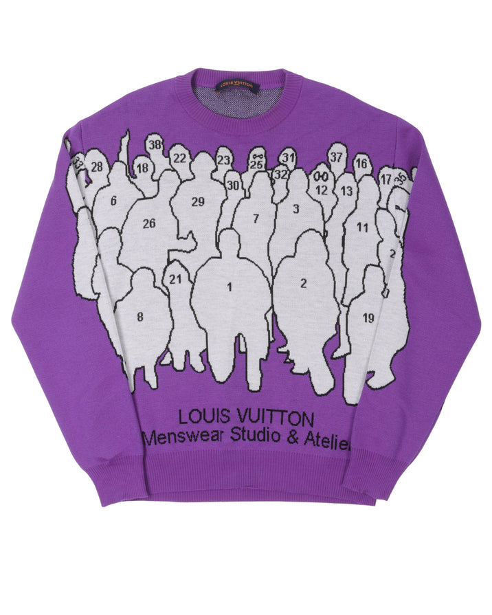 LOUIS VUITTON by Virgil Abloh Men's Purple Studio Jacquard Sweater Wool  Size S