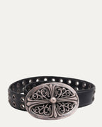 Large Oval Buckle Double Grommet Belt