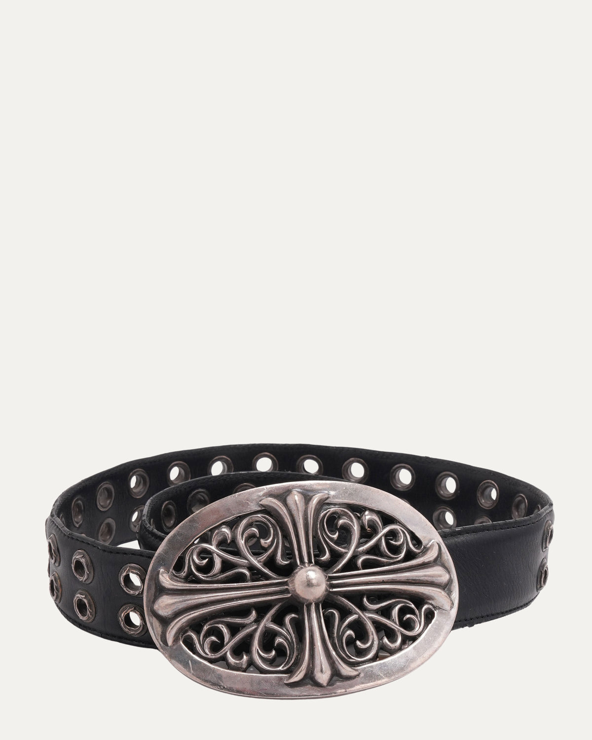 Large Oval Buckle Double Grommet Belt