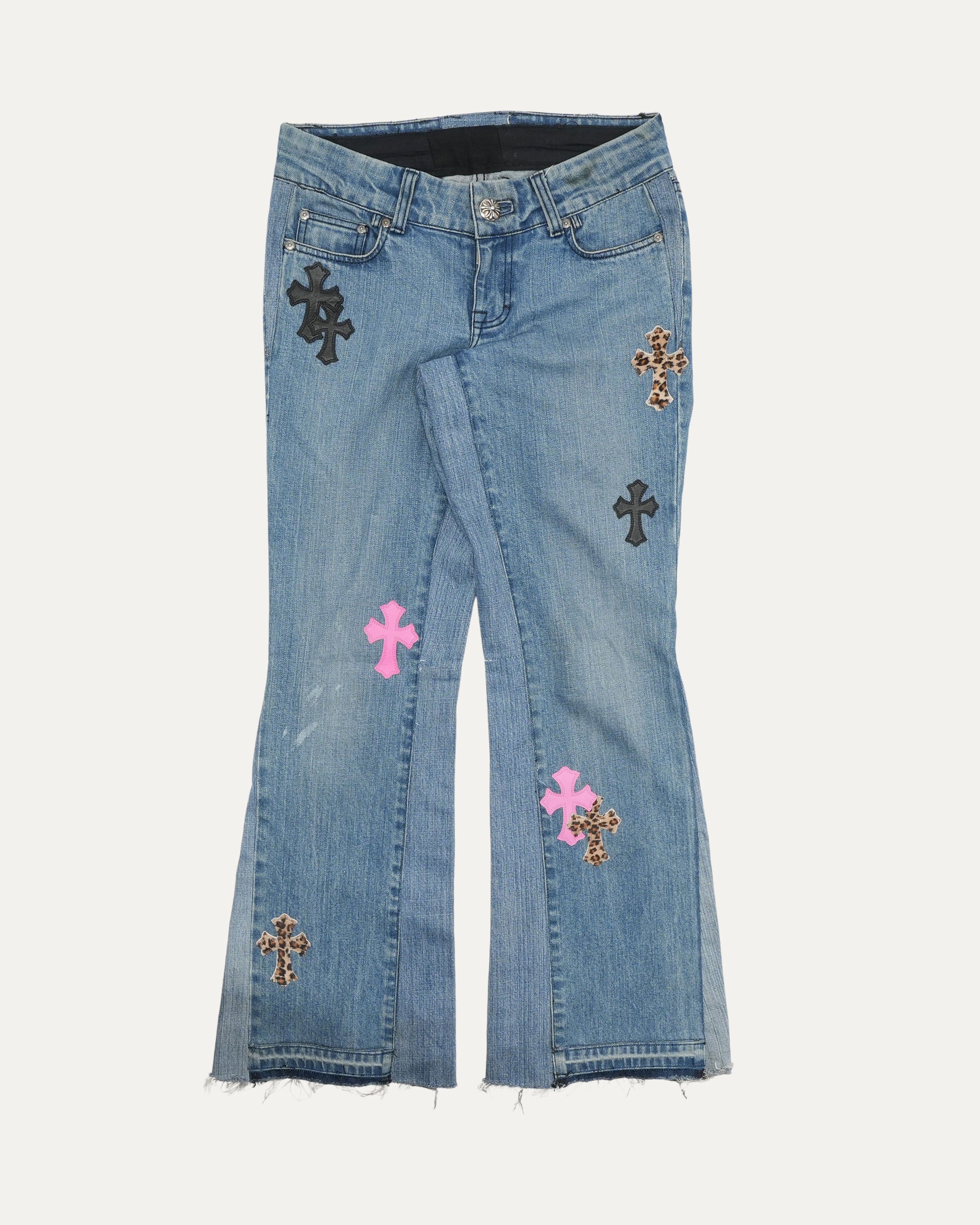 Cross Patch Flared Jeans