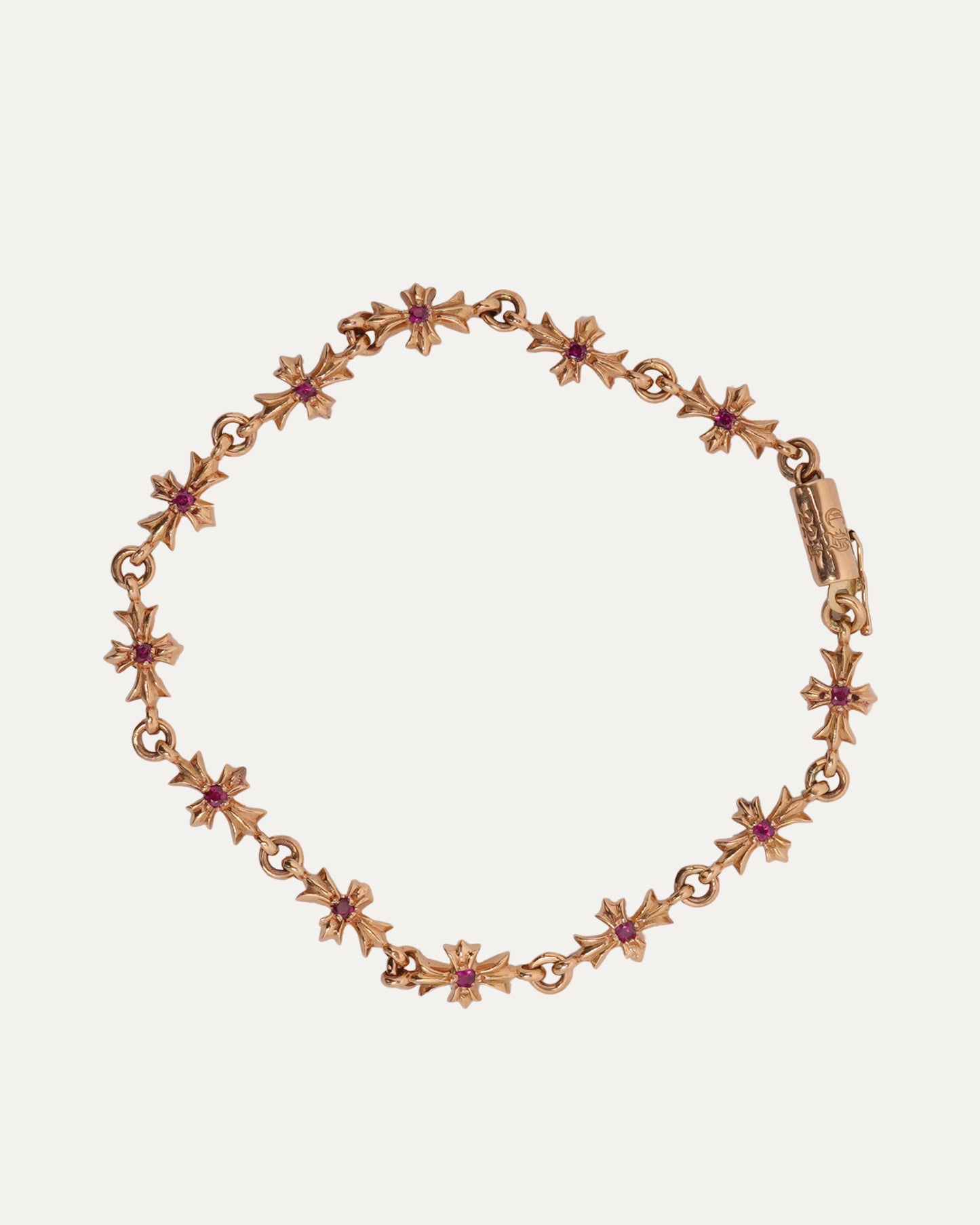 Gold Pink Sapphire Tiny E Bracelet