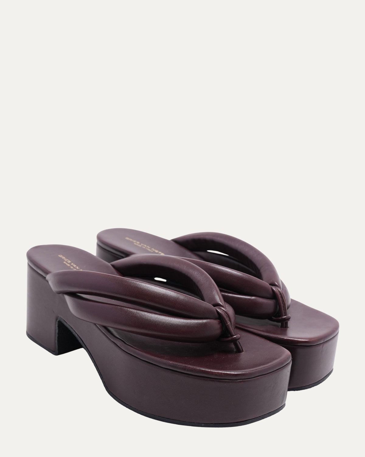 Leather Platform Thong Sandals