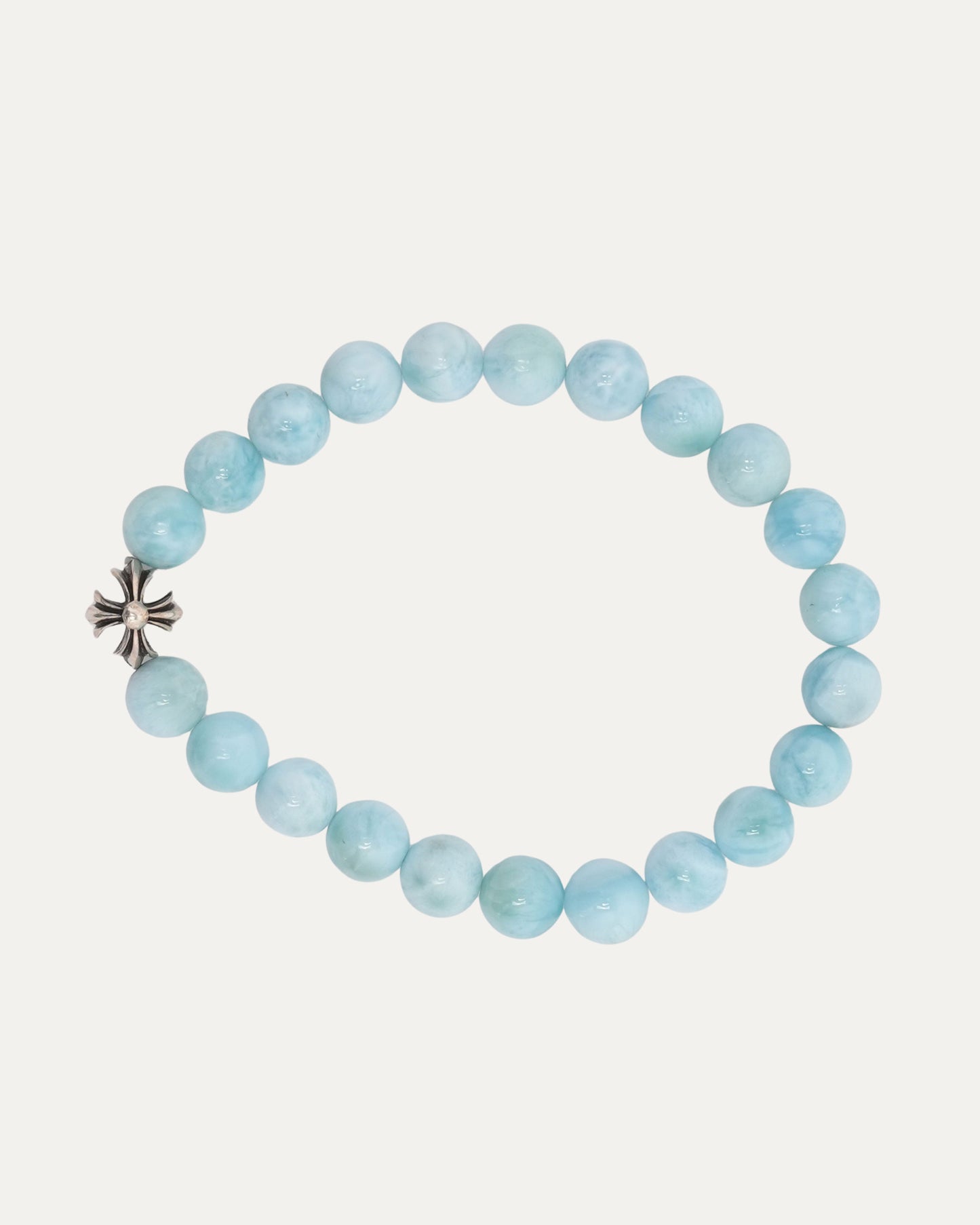 6mm Larimar Plus Cross Bead Bracelet