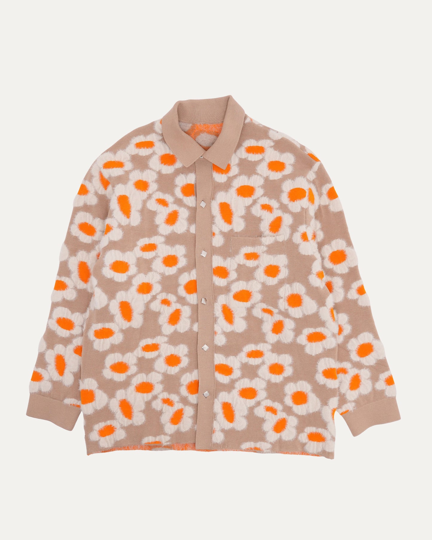 Flower Pattern Collared Cardigan