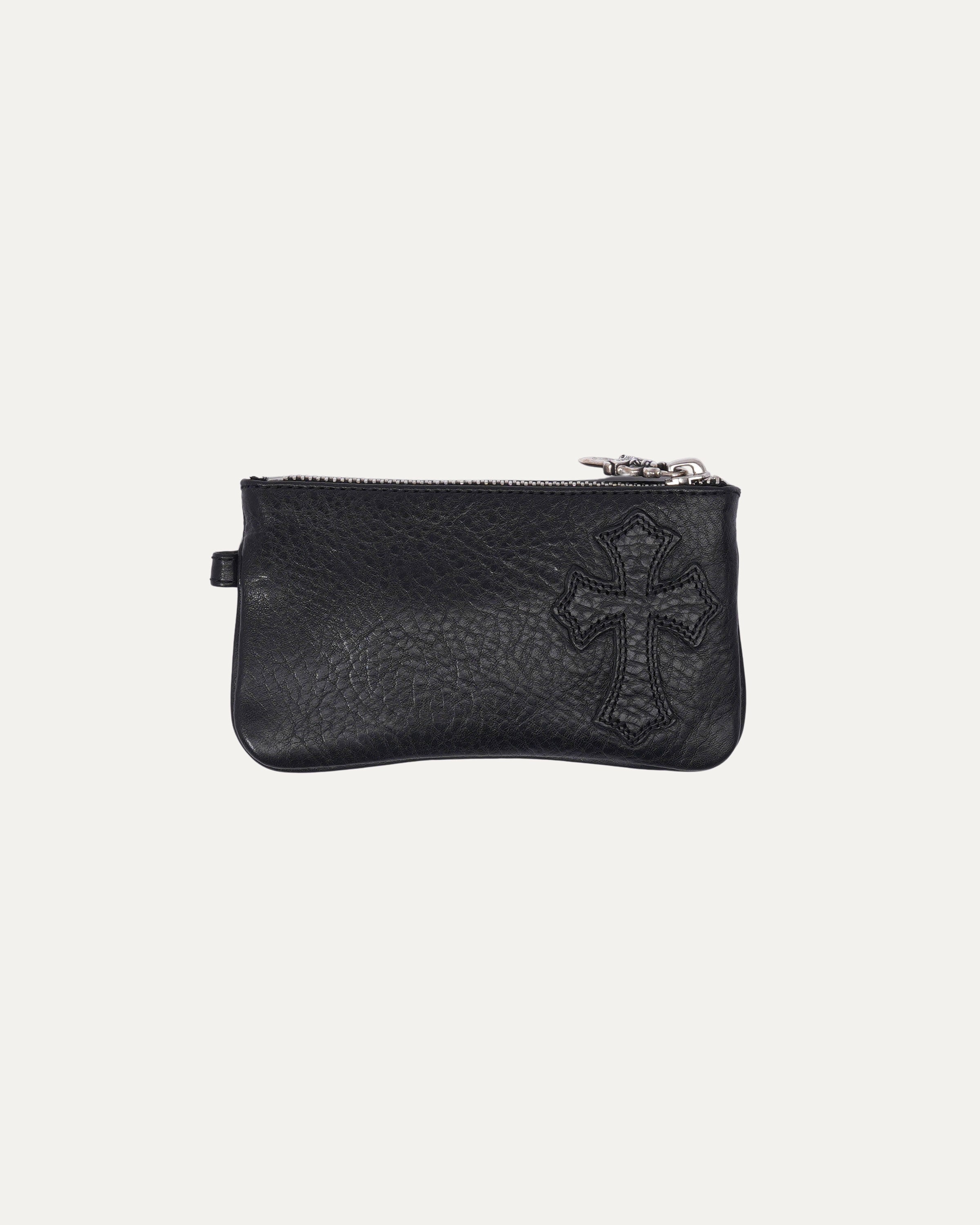 Leather Cross Patch Zip Wallet