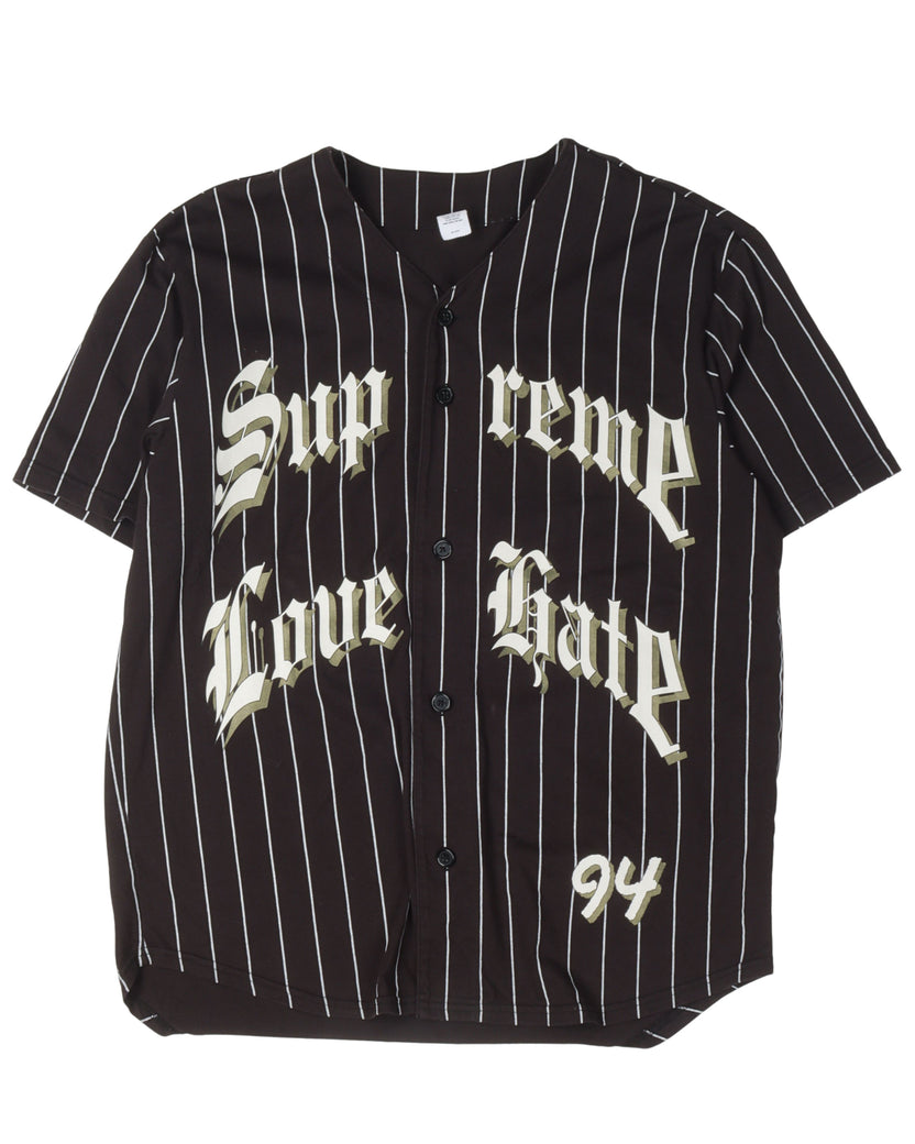 Supreme Love Hate 94 Striped Baseball Jersey