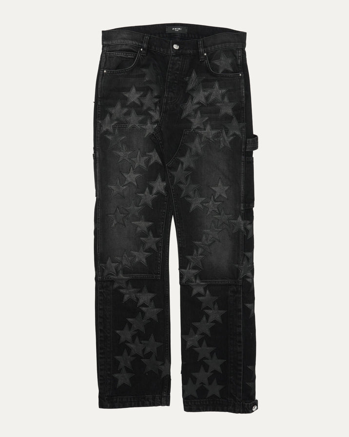 Chemist Leather Star Patch Double Knee Carpenter Jeans