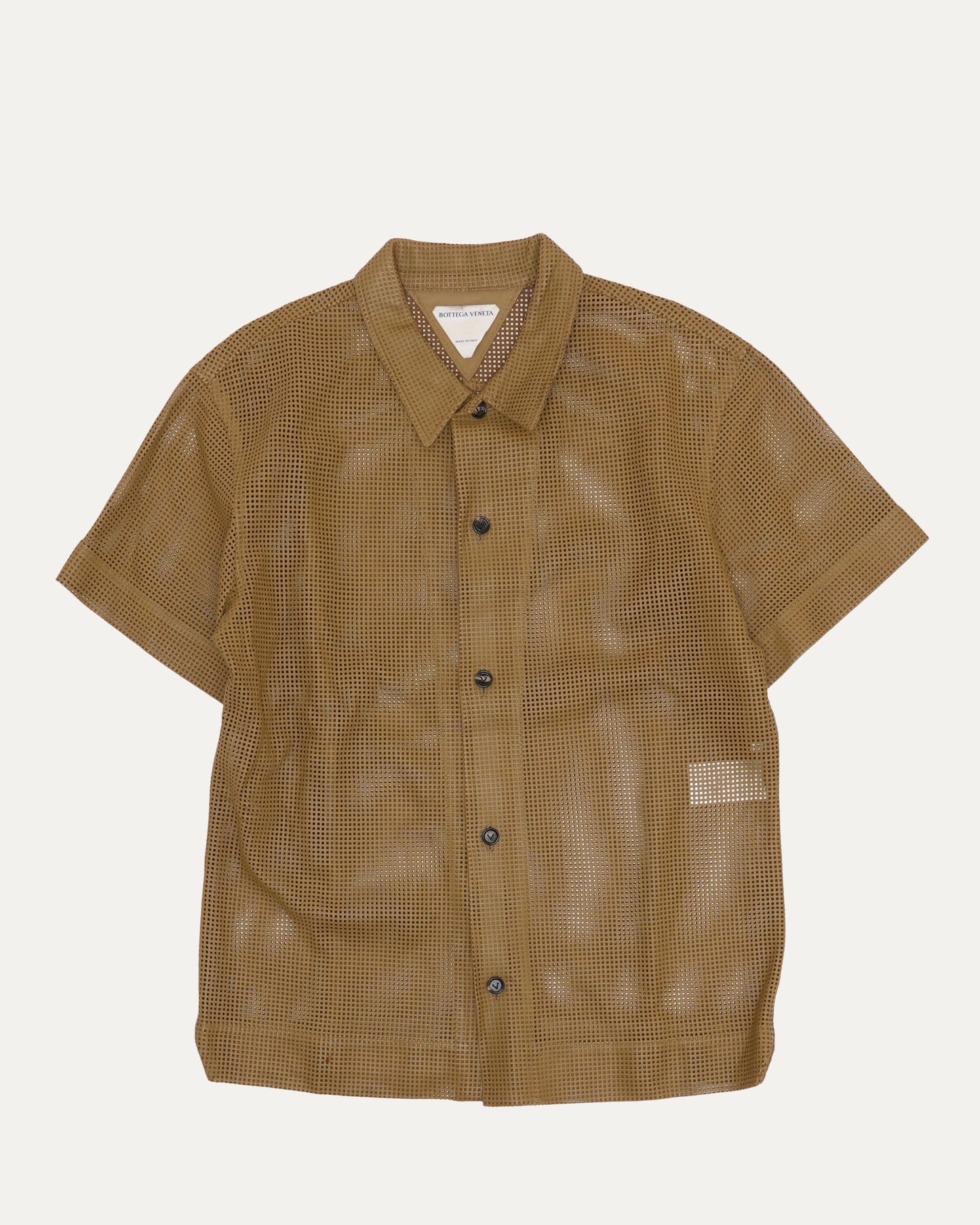 Perforated Leather Short Sleeve Shirt