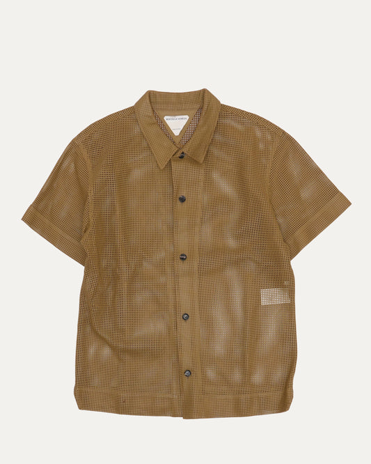 Perforated Leather Short Sleeve Shirt