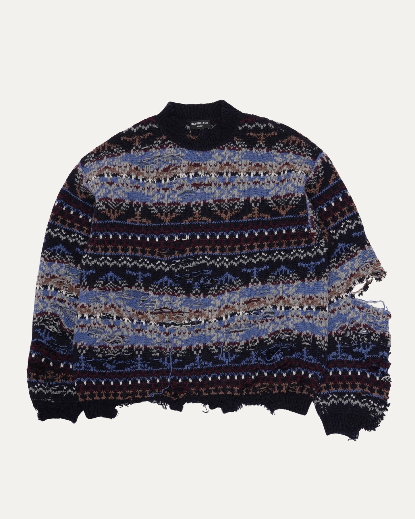 Destroyed Fair Isle Wool-Blend Sweater