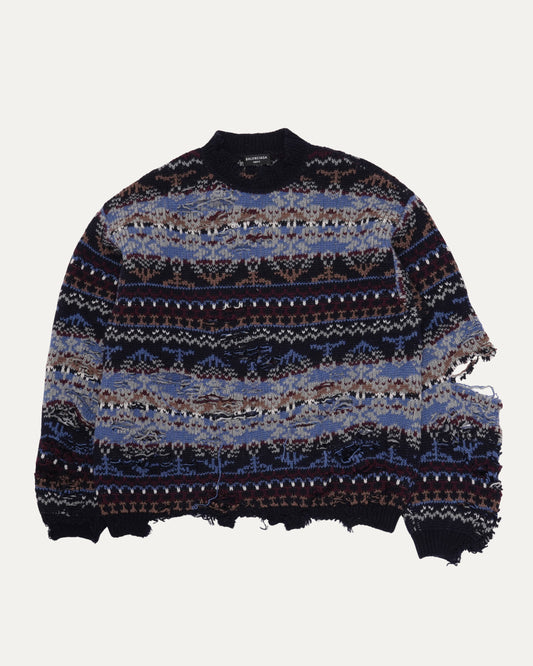 Destroyed Fair Isle Wool-Blend Sweater
