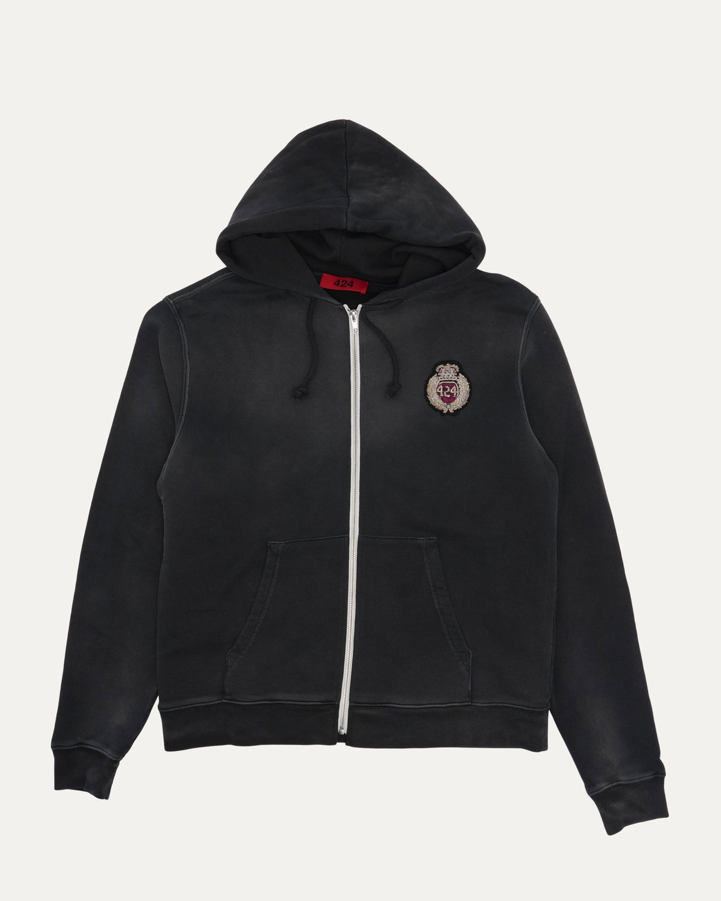 Crest Appliqué Zip Up Hoodie