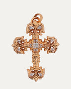 22k Gold & Diamond Large Filigree Cross Pendant