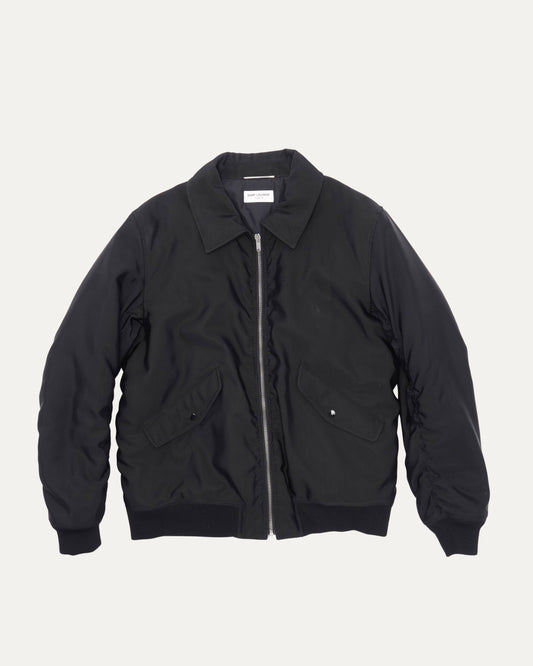 Wool Blend Collared Bomber Jacket