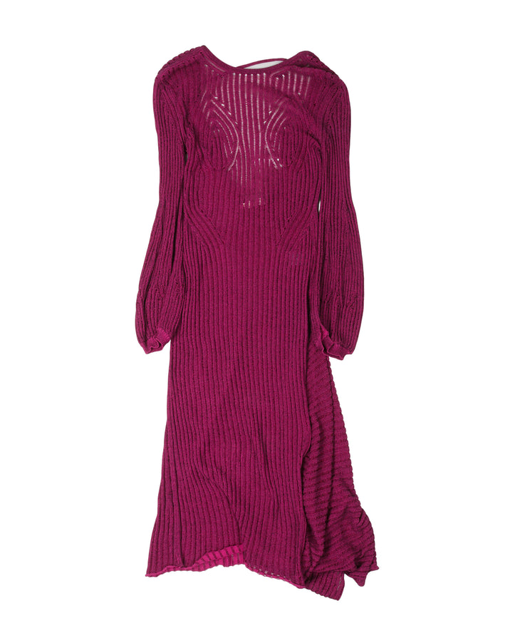 Backless Ribbed Knit Midi Dress