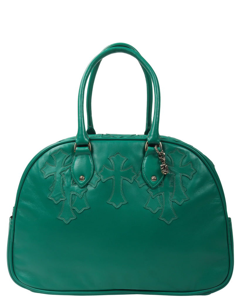 Leather Fleur Cross Patch Bowling Bag