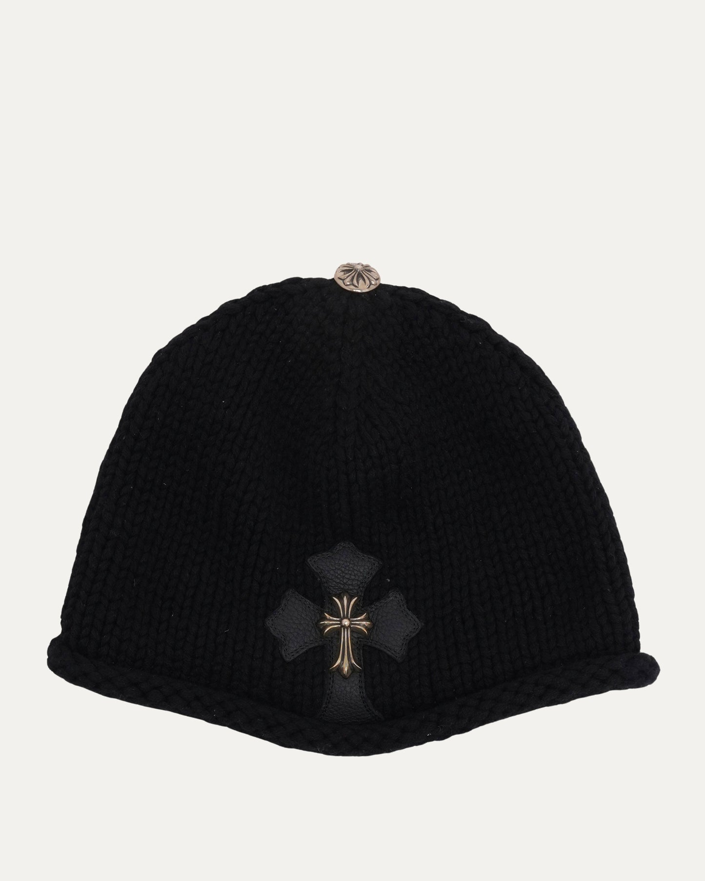 Cashmere Cross Patch Embellished Beanie