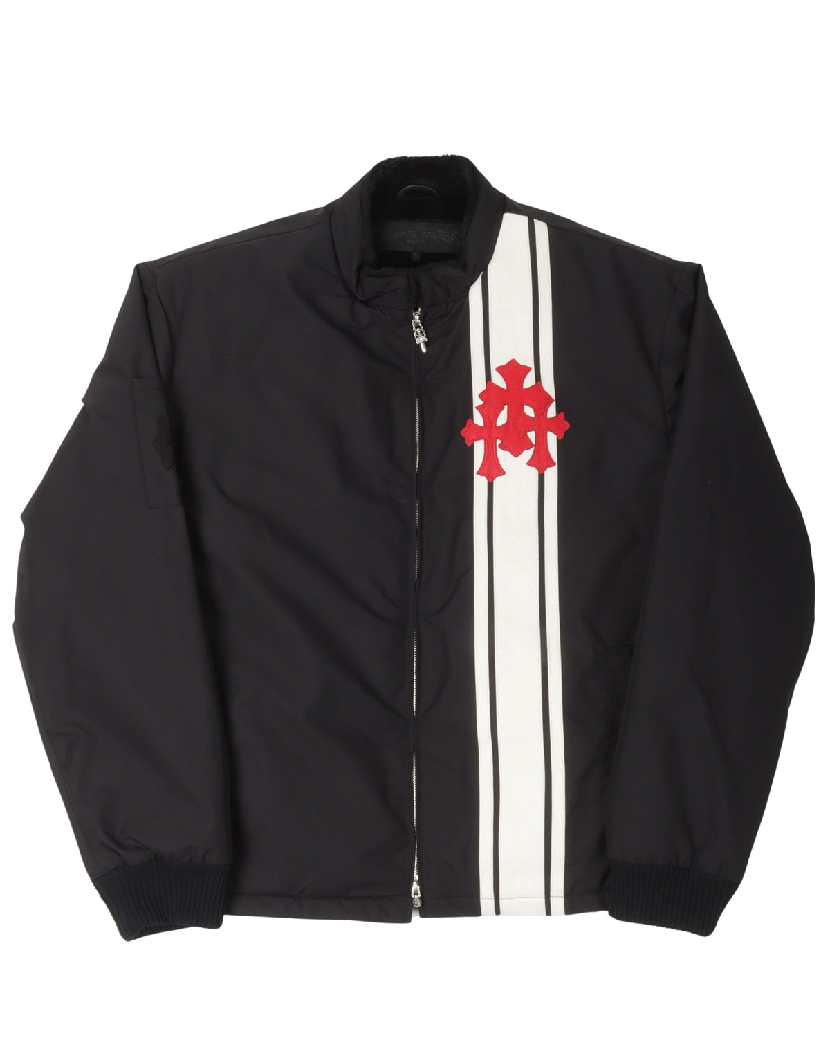 Faux Fur Lined Cemetery Cross Patch Racing Jacket