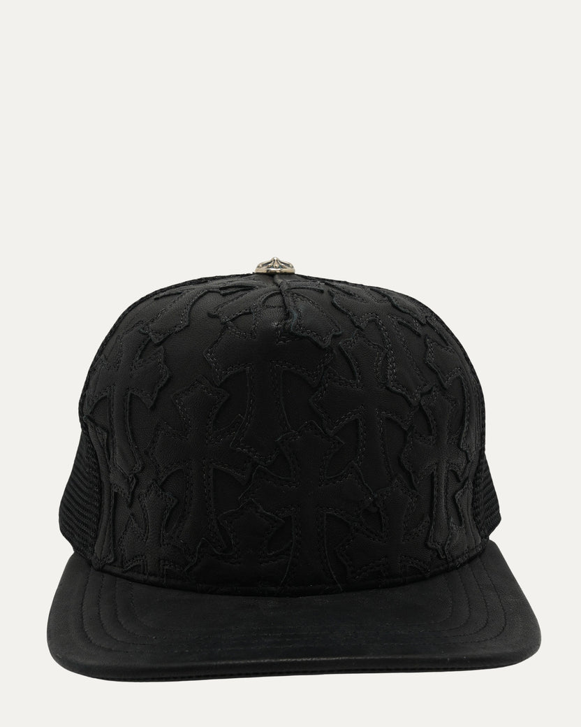 Leather Cross Patch Trucker Hat