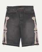 Bone Embroidered Jean Shorts