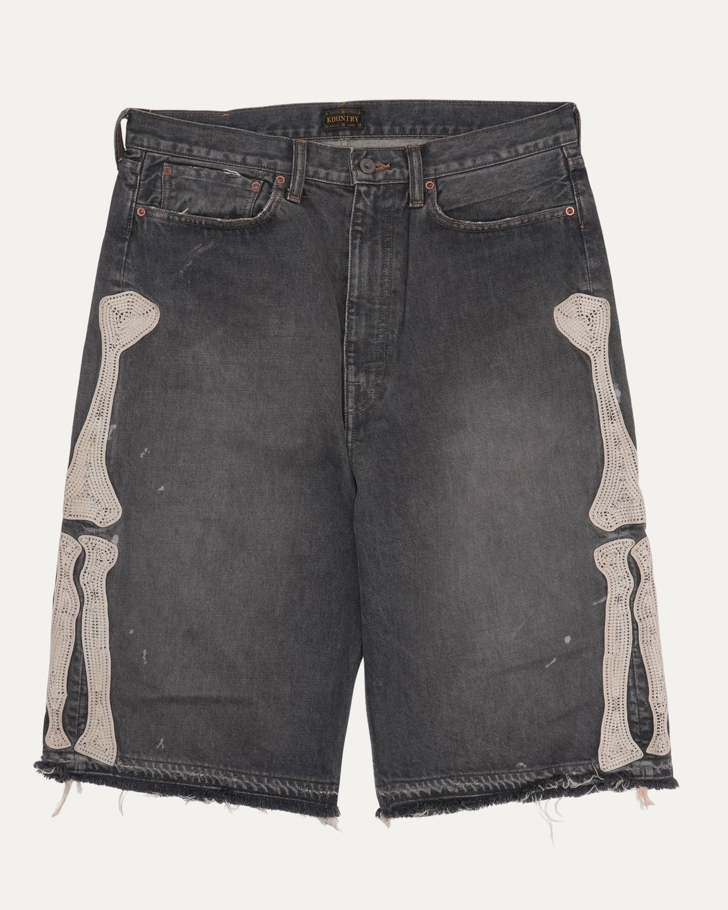 Bone Embroidered Jean Shorts