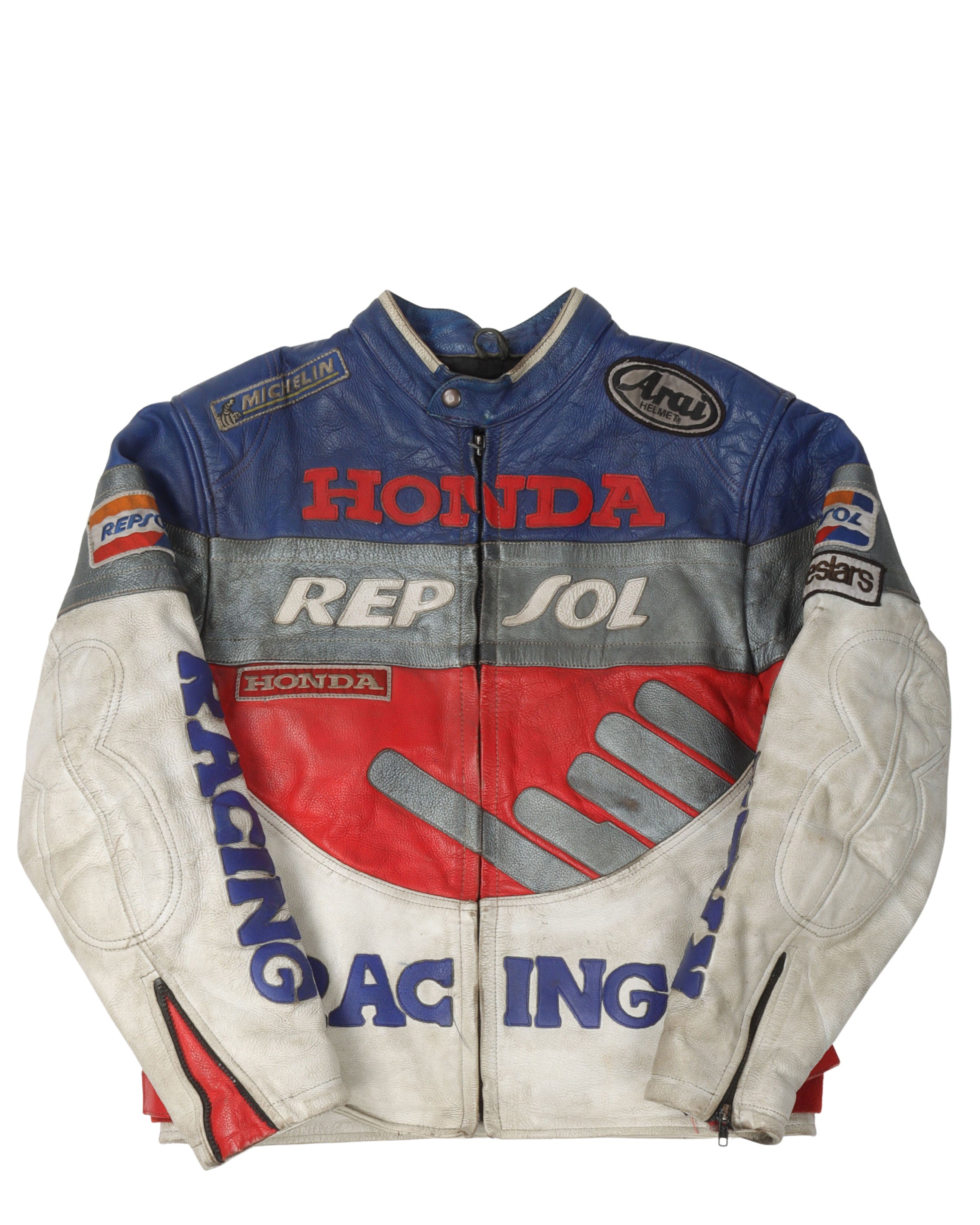 Moto Racing Jacket Vintage Honda Leather Motorcycle Racing Jacket