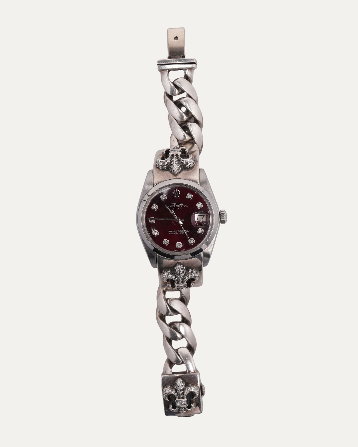 Diamond Fleur De Lis Rolex Oyster Perpetual 34mm Watch