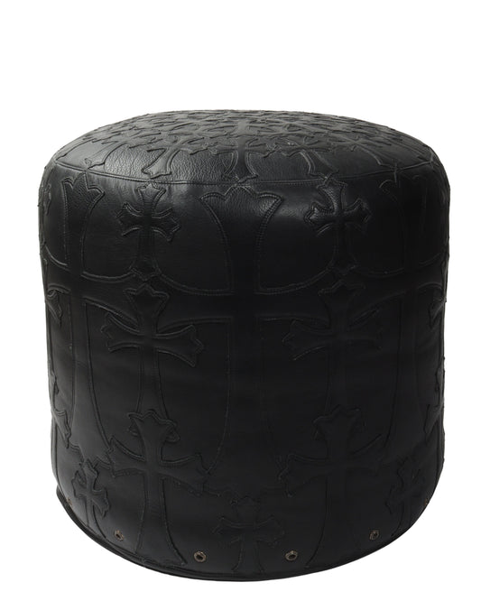 Leather Cross Patch Stool