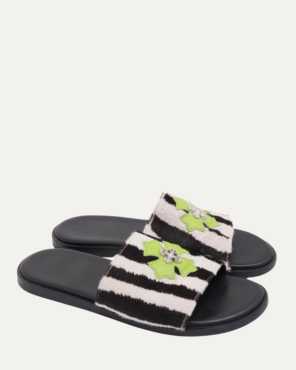 Filigree Embellished Plus Cross Patch Slides