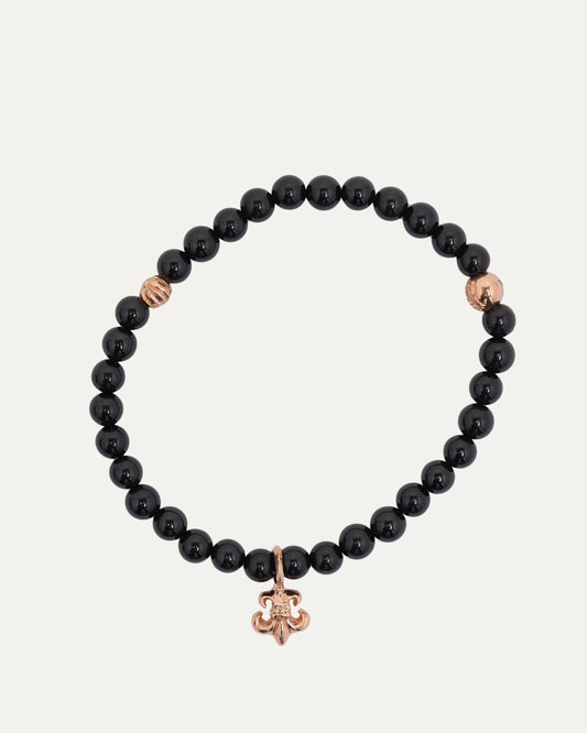 Medium 22k Gold Onyx Fleur Bead Bracelet