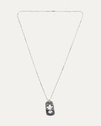 Fleur Cut Out Dog Tag Pendant on Ball Chain Necklace