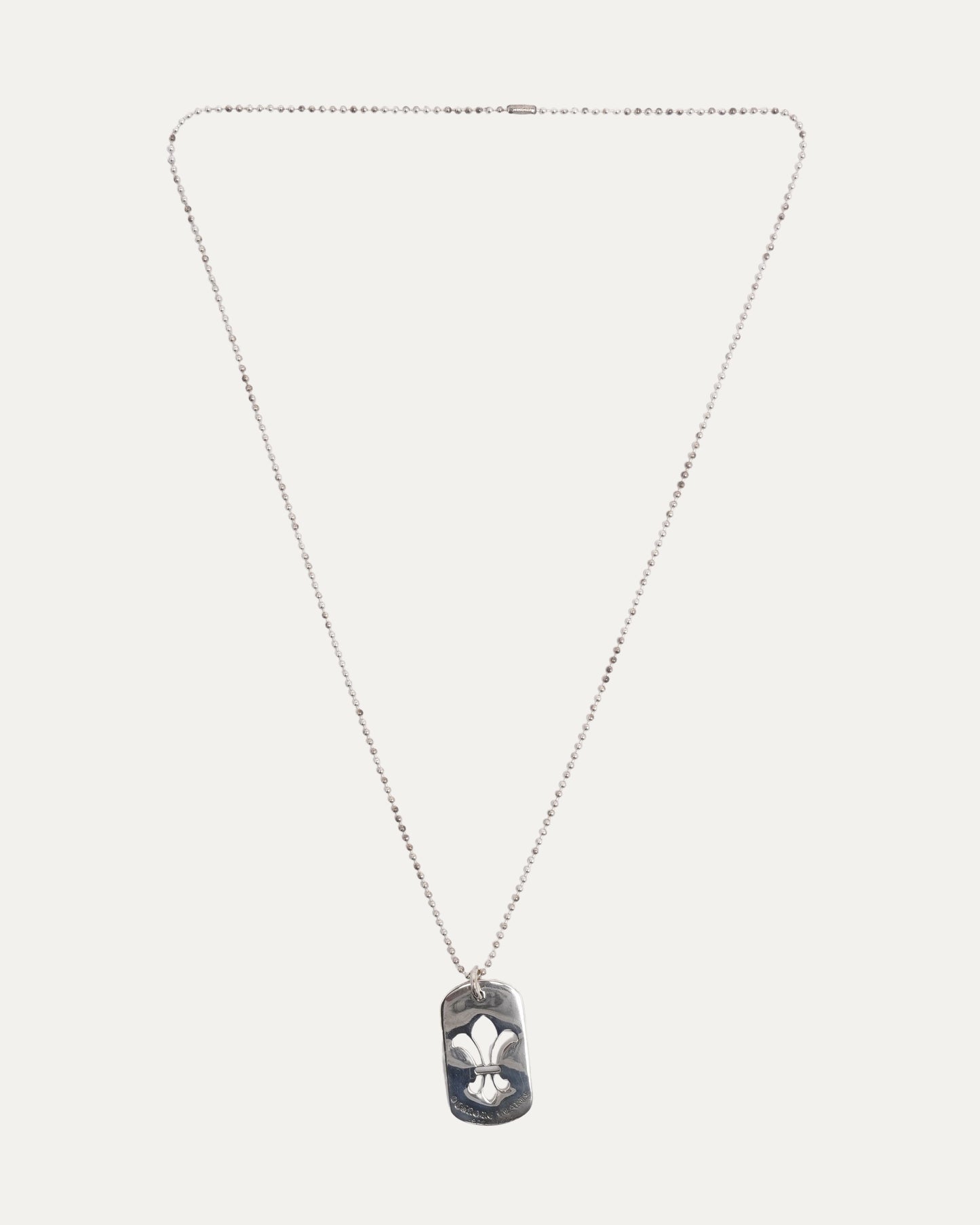 Fleur Cut Out Dog Tag Pendant on Ball Chain Necklace