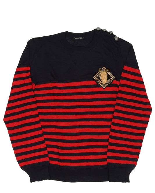 Embroidered Striped Sweater