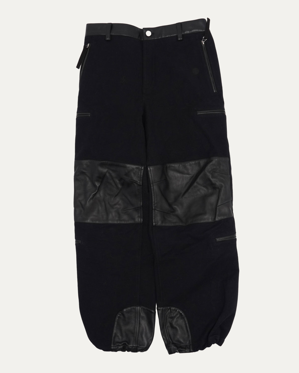 Contrast Leather Cargo Sweatpants