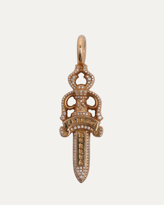 22k Gold & Diamond Dagger Pendant