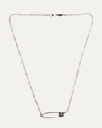 Diamond Safety Pin Roll Chain Necklace
