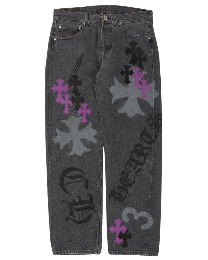 Online Exclusive Cross Patch Stencil Jeans