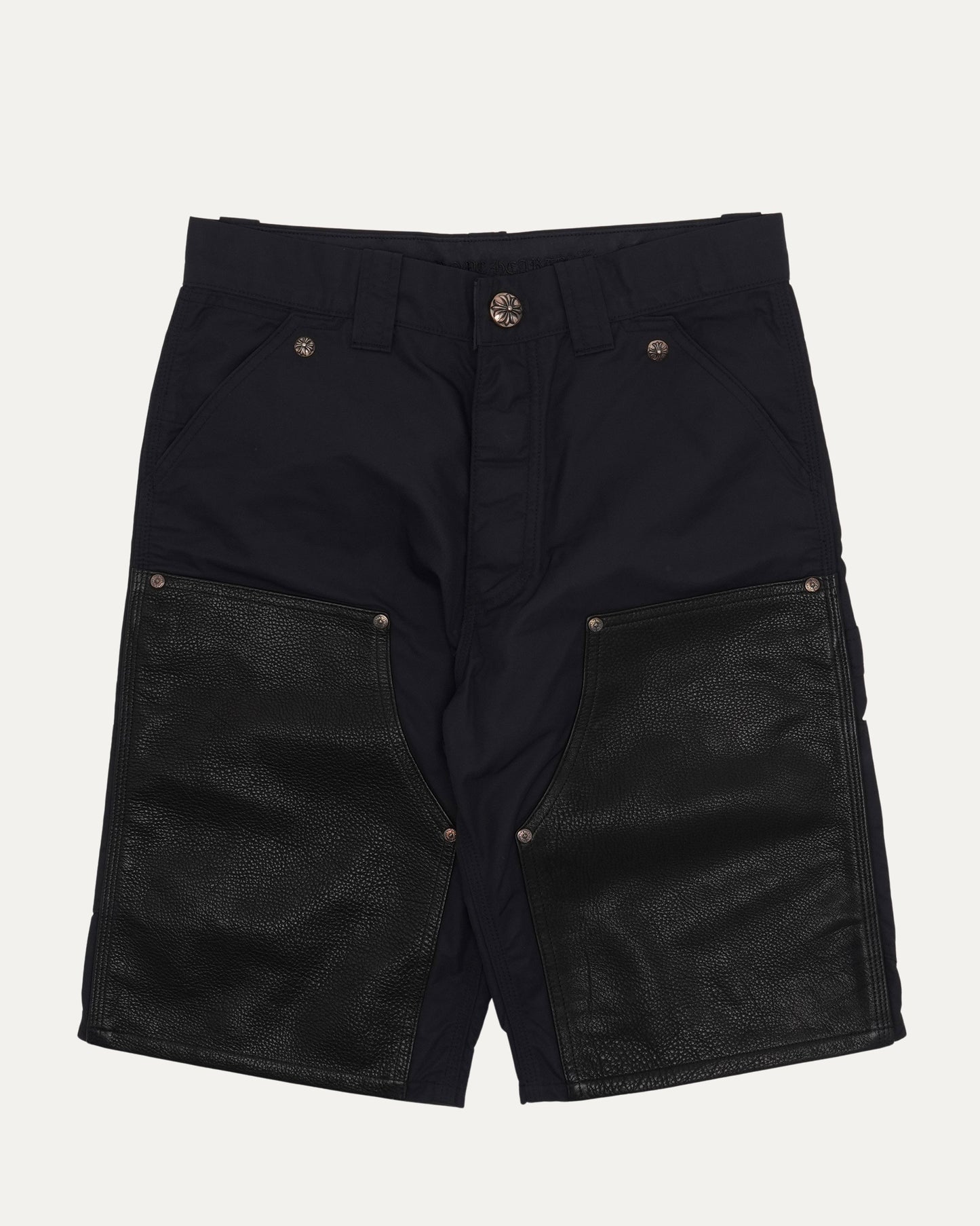 Nylon and Leather Double Knee Shorts