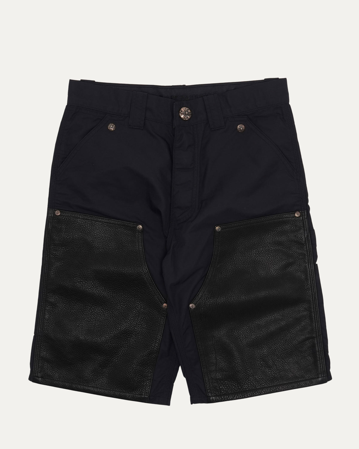 Nylon and Leather Double Knee Shorts