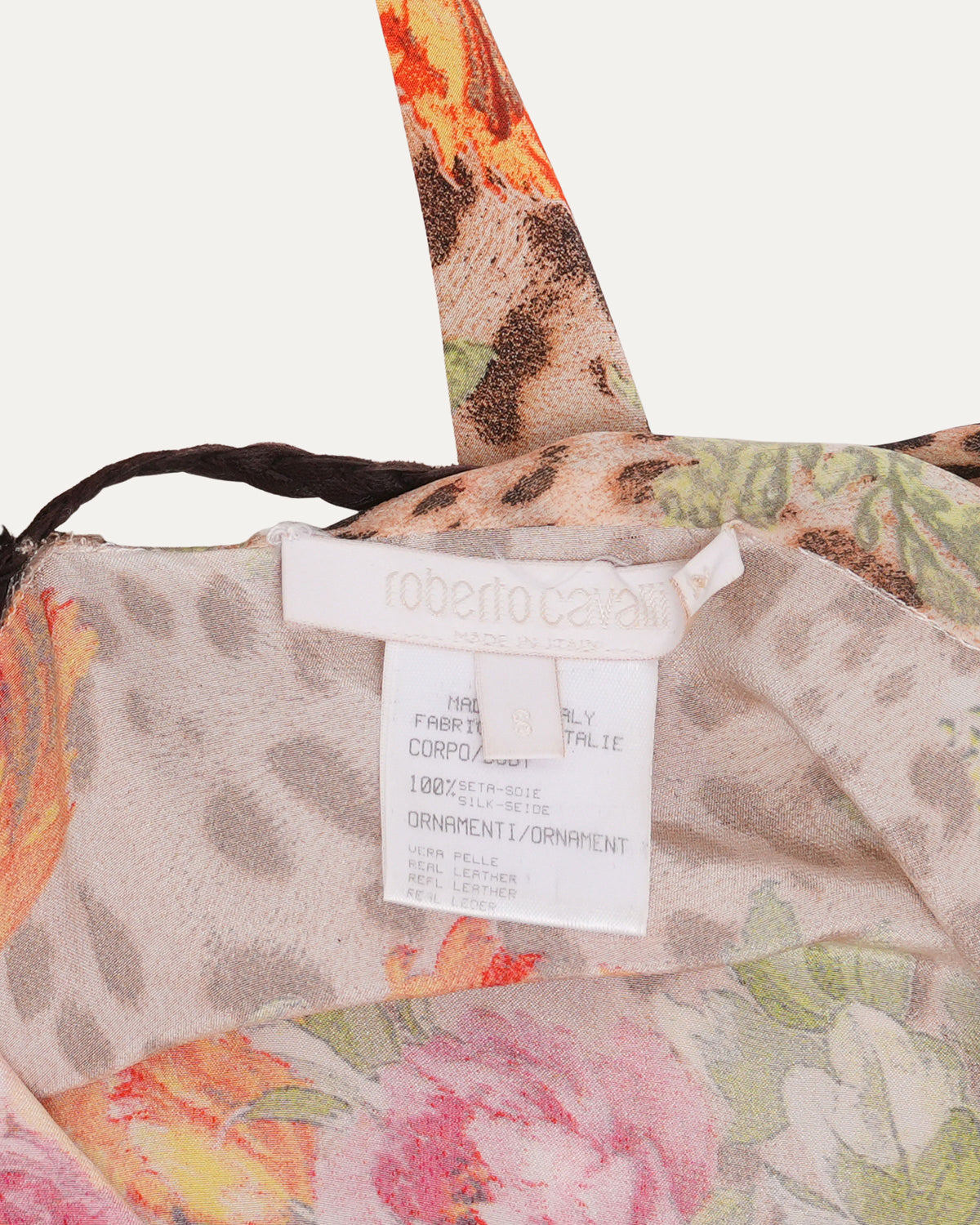 SS 2002 Multicolor Floral And Cheetah Print Dress
