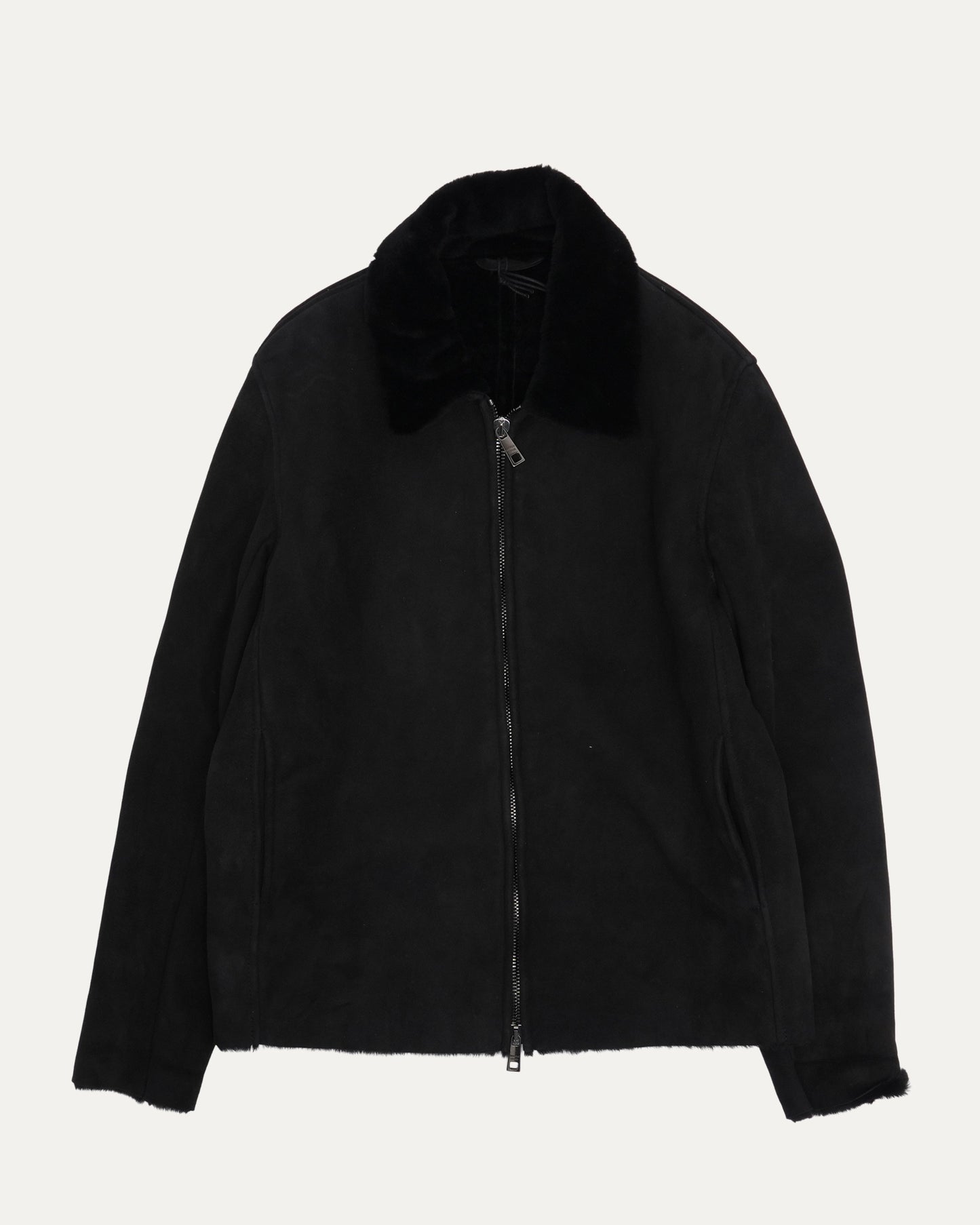 Shearling Collar Leather Jacket