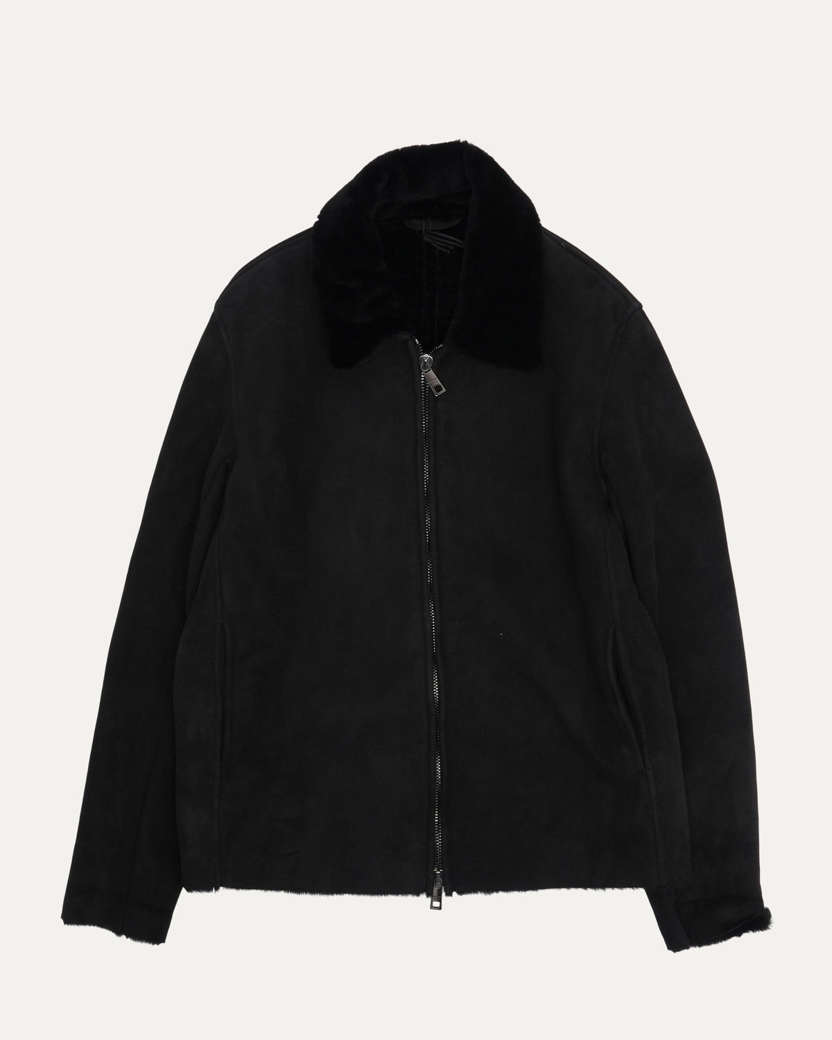 Shearling Collar Leather Jacket