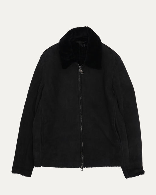 Shearling Collar Leather Jacket