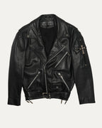 Silver Embellished Cross Patch JJ Dean Leather Jacket