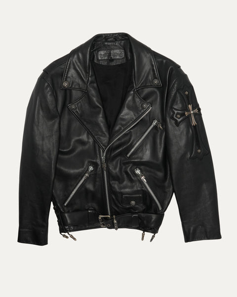 Chrome Hearts Silver Embellished Cross Patch JJ Dean Leather