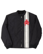 Faux Fur Lined Cemetery Cross Patch Racing Jacket