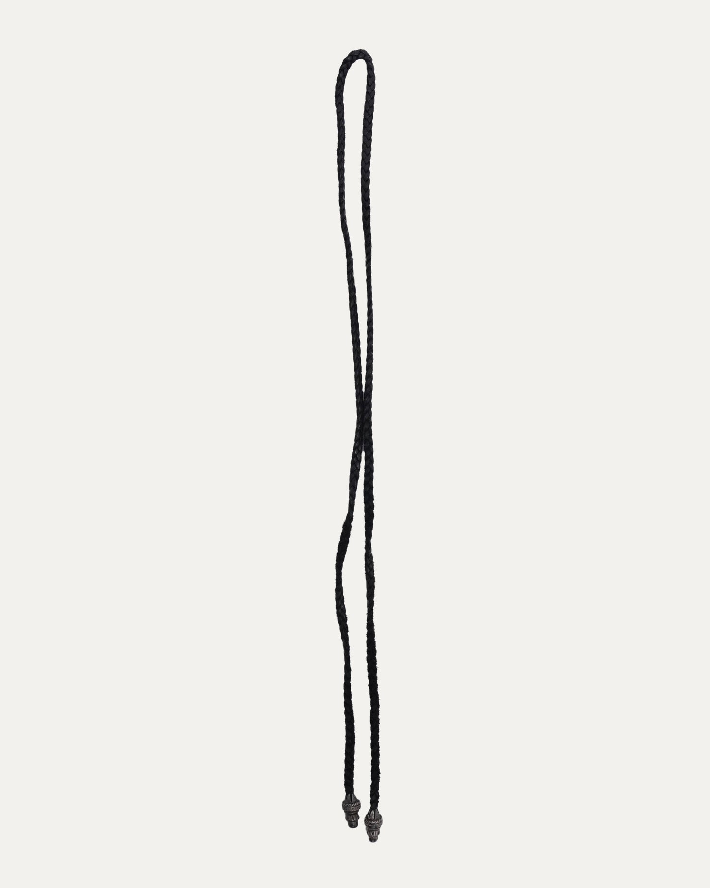 Braided Leather Necklace with Silver Aglets