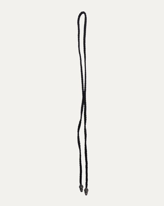 Braided Leather Necklace with Silver Aglets