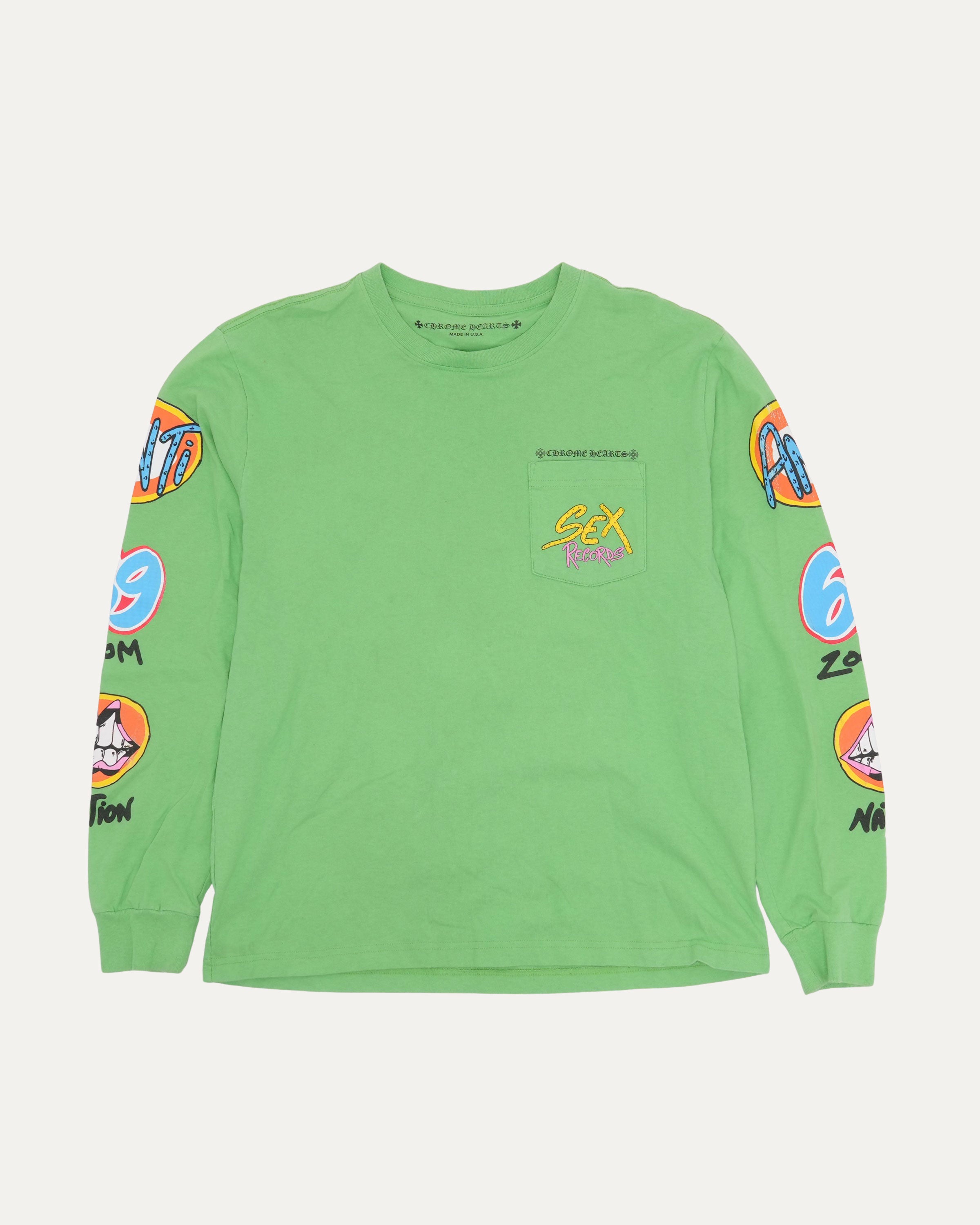 Chrome Hearts Matty Boy Sex Records Long Sleeve Pocket T-Shirt